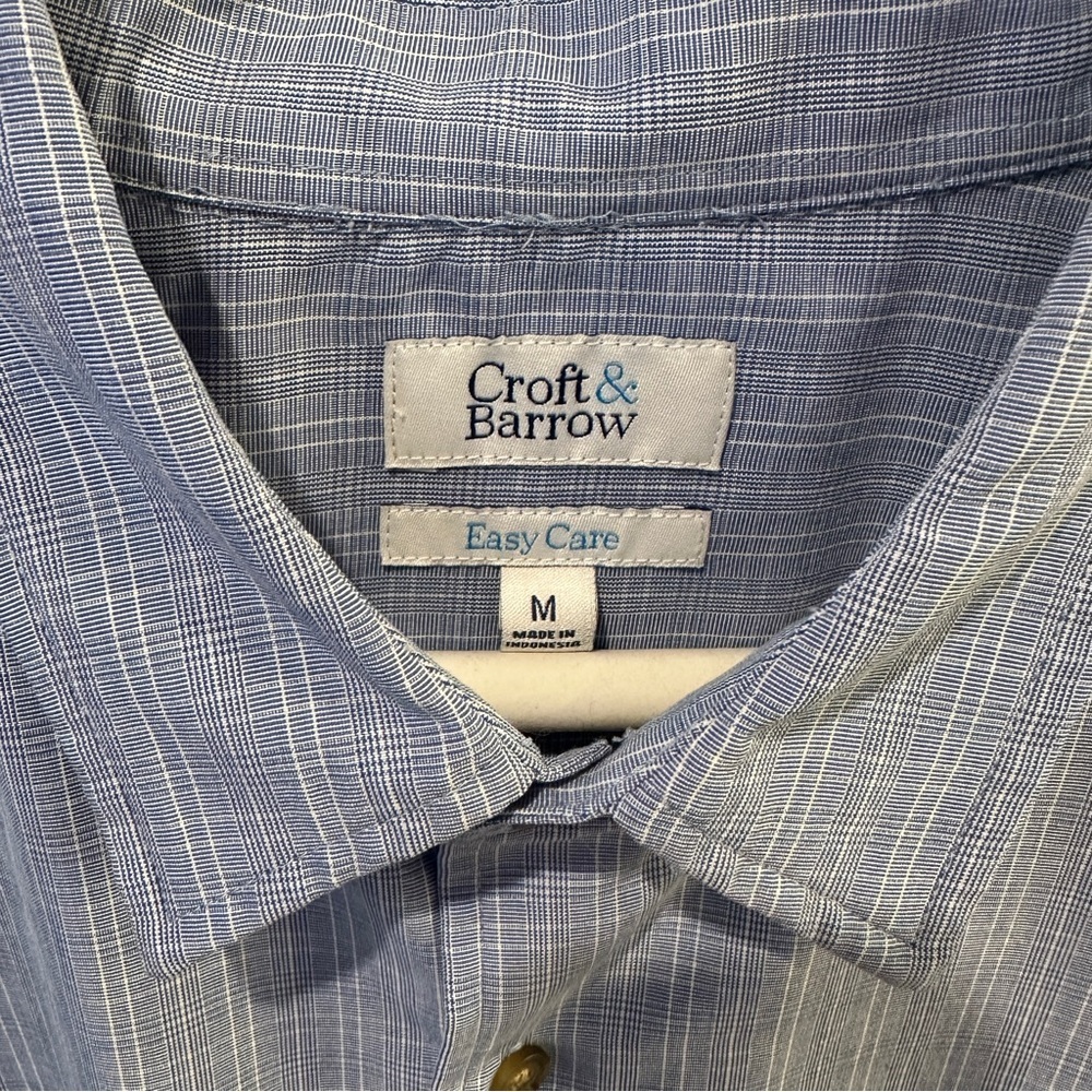 Croft & Barrow Men's Blue Pattern Short Sleeve Shirt Size M Loose Fit - Picture 2 of 4